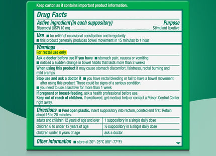 Dulcolax Laxative Suppository Gentle Overnight Constipation Relief 4ct (2 Pack) - Health Care > Over-the-Counter