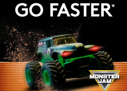 a poster advertising monster jam with a monster truck driving through the sand