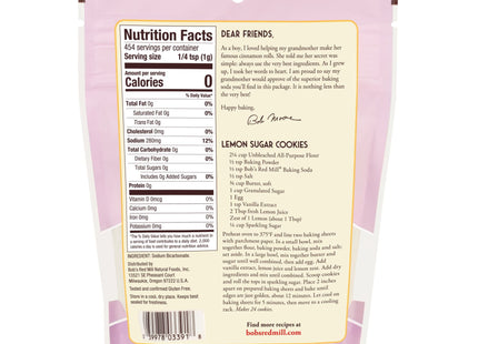 Bob's Red Mill Gluten-Free, No Added Chemicals, Premium Baking Soda, 16 Ounce (Pack Of 3)