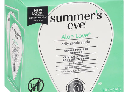 Summer’s Eve Aloe Love, Cleansing Cloths, Gentle Daily Feminine Wipes Removes, 16 Count (Pack Of 1)