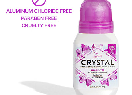 Crystal Natural Protection Roll-On, Body Deodorant, Unscented, Aluminum Chloride & Paraben Free, 2.25 Ounce (Pack Of 24)