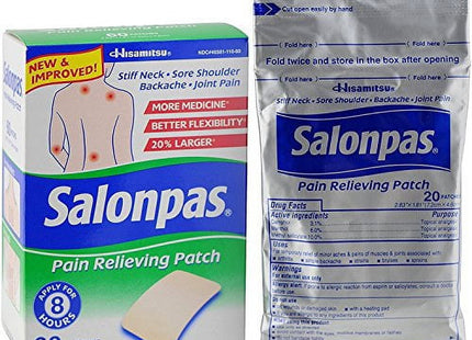 Salonpas Pain Relieving Patch, 8-Hour Pain Relief, 60 Patches (Pack Of 6)