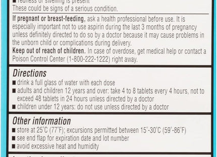 Ecotrin Low Strength Safety Coated Aspirin NSAID 81mg 365 Tablets - Health Care > Over-the-Counter Medication Pain &