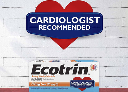 Ecotrin Low Strength Safety Coated Aspirin NSAID 81mg 365 Tablets - Health Care > Over-the-Counter Medication Pain &