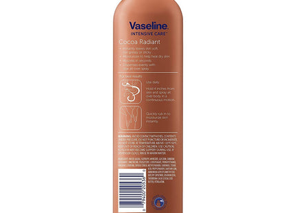 Vaseline Intensive Care Radiant Moisturizer Non Greasy Spray Body Lotion, Cocoa, 6.5 fl oz (Pack Of 8)