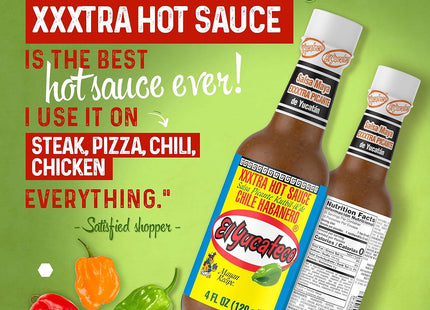 El Yucateco Chile Habanero Xxxtra Hot Sauce 4 floz Bottle (12 Pack) - Food & Beverages > Condiments Sauces BBQ