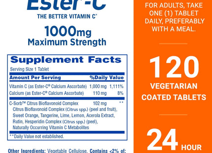 Ester-C Vitamin C Immune Support Tablets 1000 Mg 120Ct - Health Care > Vitamins & Lifestyle Supplements Minerals