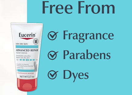 Eucerin Advanced Repair Extra-Enriched Hand Cream Fragrance Free 2.7oz (8 Pack) - Personal Care > Skin Lotion &