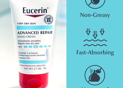 Eucerin Advanced Repair Extra-Enriched Hand Cream Fragrance Free 2.7oz (8 Pack) - Personal Care > Skin Lotion &