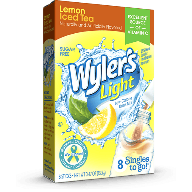 Wyler's Light Drink Mix Singles, Lemon Iced Tea, Sugar Free, 8 count (Pack Of 1)