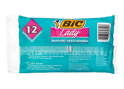 BIC Lady Shaver Women's Disposable Razor, Sensitive Skin, Single Blade, Shaving Bikini Area, 12 Count (Pack Of 4)