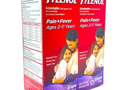 TYLENOL Children's Infants Acetaminophen Liquid, Oral Suspension Grape Splash Flavor, 4 Fluid Ounces (Pack Of 2)