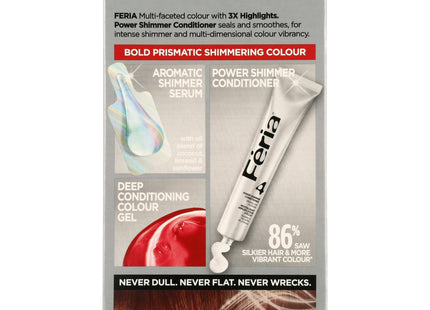 L'Oreal Paris Feria Permanent Hair Color, 56 Brilliant Bordeaux Auburn Brown (Pack Of 3)