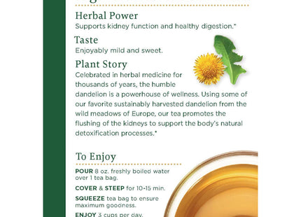 Traditional Medicinals Tea, Organic Dandelion, Leaf and Root Herbal Tea, 16 Count (Pack Of 3)