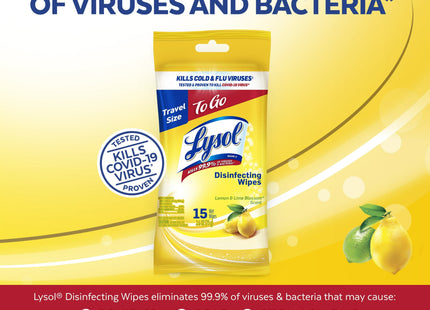 Lysol Disinfecting Multi-Surface Antibacterial Cleaning Wipes, Lemon & Lime Blossom Scent, Flatpack, 15 Count (Pack Of 3)