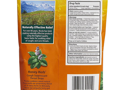 Ricola Honey Herb Herbal Cough Suppressant Throat Drops, 24 Count Bag (Pack Of 7)