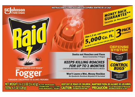 Raid Concentrated Deep Reach Fogger Insecticide, Household Insect Killer, 1.5 Ounce, Each 3 Cans (Pack Of 24)