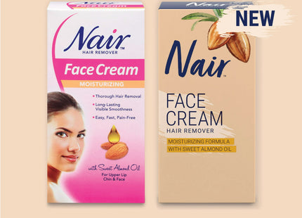 Nair Moisturizing Facial, For Upper Lip Chin And Face Hair Removal Cream, With Sweet Almond Oil, 2 Ounce (Pack Of 24)