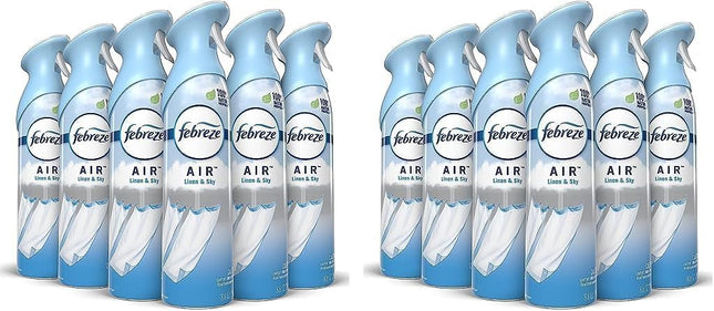 Febreze Odor-Fighting Air Freshener Aerosol Linen & Sky Scent 8.8oz (12 Pack) - Household Supplies > Home Fragrances