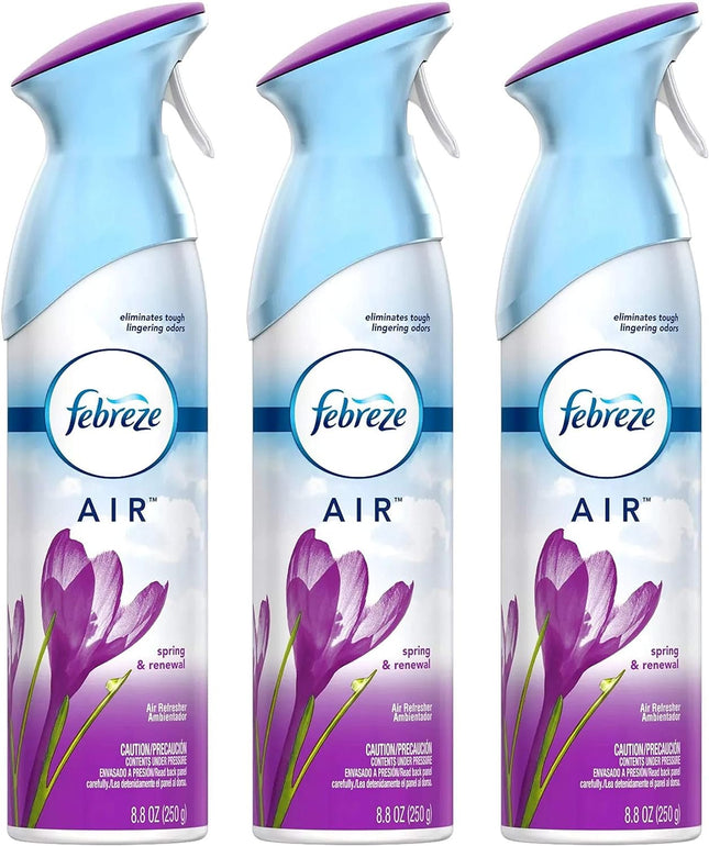 Febreze Odor-Fighting Air Freshener Aerosol Spring & Renewal Scent 8.8oz (3 Pack) - Household Supplies > Home