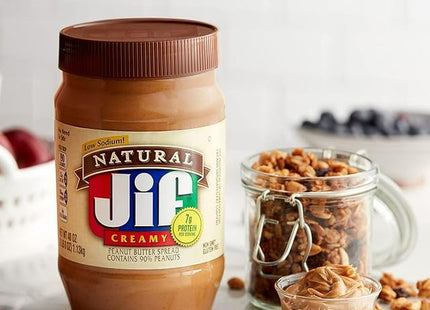 Jif Creamy Natural Peanut Butter, Rich Nutty Flavor with High Protein Spread, Gluten-Free, 40 Ounce (Pack Of 6)