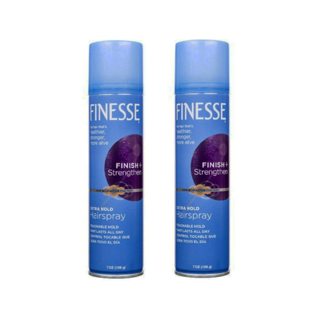 Finesse Finish + Strengthen Extra Hold Hairspray Aerosol Unisex 7oz (2 Pack) - Personal Care > Hair & Styling Products