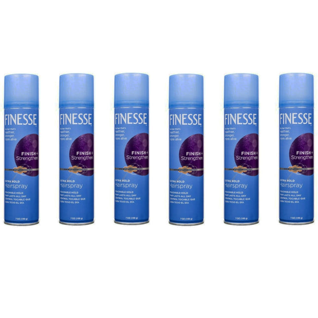 Finesse Finish + Strengthen Extra Hold Hairspray Aerosol Unisex 7oz (6 Pack) - Personal Care > Hair & Styling Products