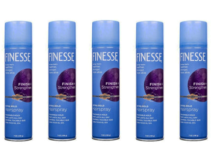 Finesse Finish + Strengthen Extra Hold Hairspray Aerosol Unisex 7oz (5 Pack) - Personal Care > Hair & Styling Products