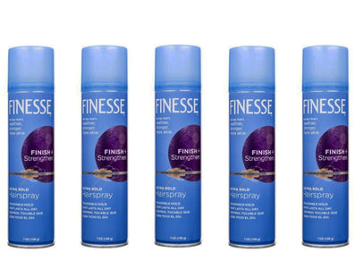 Finesse Finish + Strengthen Extra Hold Hairspray Aerosol Unisex 7oz (5 Pack) - Personal Care > Hair & Styling Products