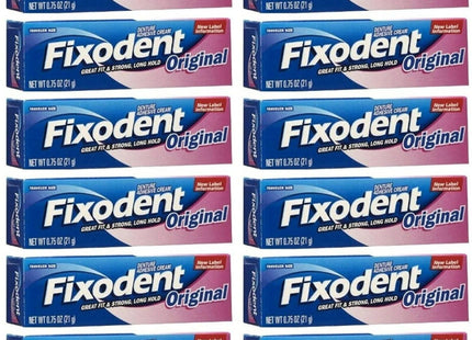 Fixodent Denture Adhesive Cream Original Strong And Long Hold 0.75oz (12 Pack) - Personal Care > Oral