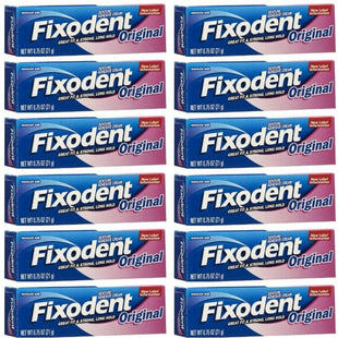 Fixodent Denture Adhesive Cream Original Strong And Long Hold 0.75oz (12 Pack) - Personal Care > Oral