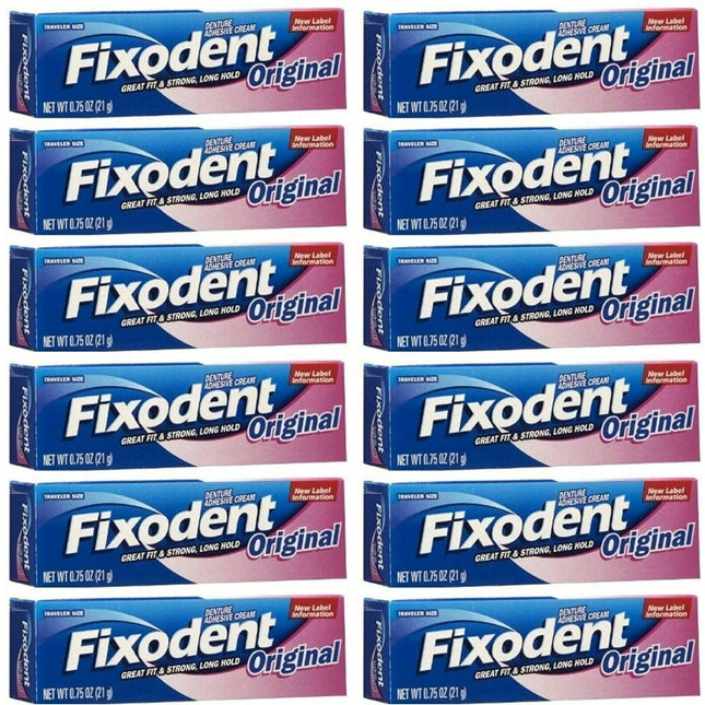 Fixodent Denture Adhesive Cream Original Strong And Long Hold 0.75oz (12 Pack) - Personal Care > Oral