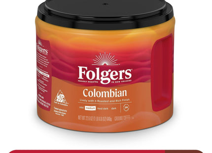 Folgers 100% Colombian Medium Roast Ground Coffee Canister 22.6oz (2 Pack) - Food & Beverages > Non-Alcoholic Drinks