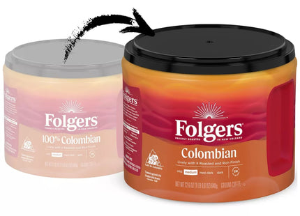 Folgers 100% Colombian Medium Roast Ground Coffee Canister 22.6oz (2 Pack) - Food & Beverages > Non-Alcoholic Drinks