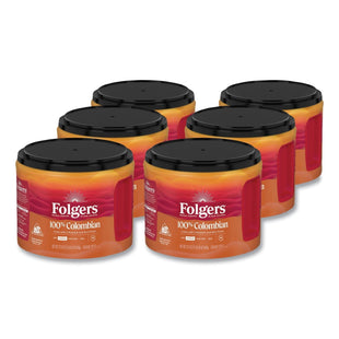 Folgers 100% Colombian Medium Roast Ground Coffee Canister 22.6oz (6 Pack) - Food & Beverages > Non-Alcoholic Drinks