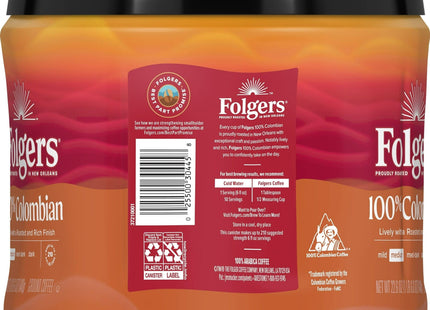 Folgers 100% Colombian Medium Roast Ground Coffee Canister 22.6oz (5 Pack) - Food & Beverages > Non-Alcoholic Drinks