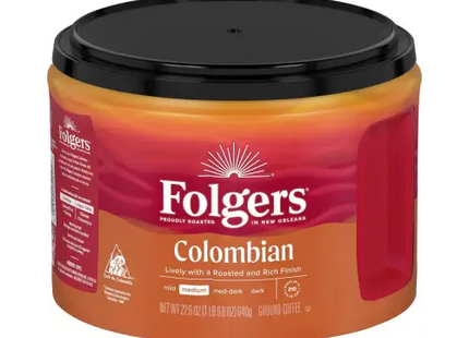 Folgers Colombian Coffee Medium Roast Ground 22.6 Ounce Canister (Pack Of 32)