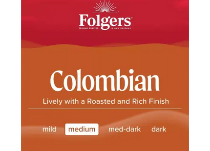 Folgers Colombian Coffee Medium Roast Ground 22.6 Ounce Canister (Pack Of 32)