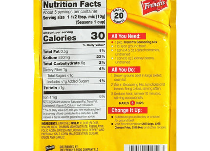 Frenchs Chili-O Original Seasoning Mix Envelope No-MSG Added 1.75oz (10 Pack) - Food & Beverages > Herbs Spices