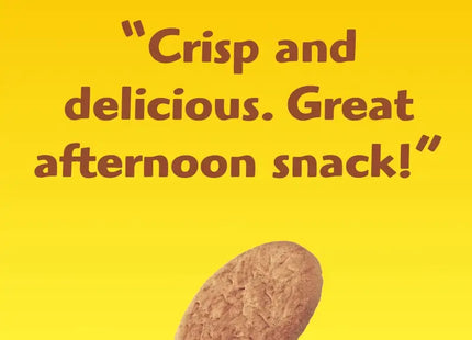 a cookie with the words crisp and delicious get at the snack