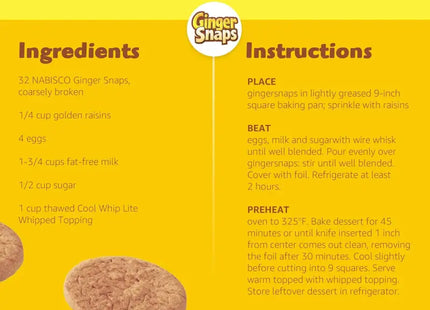 a close up of a poster with instructions to make ginger snap bread pudding