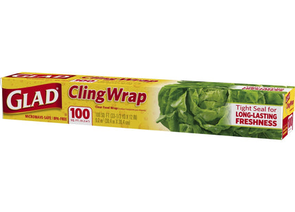 Glad Cling Clear Plastic Food Wrap 33.3 Yard x 12 Inch 100 sq ft Roll (2 Pack) - Kitchen & Dining > Storage Film Foil