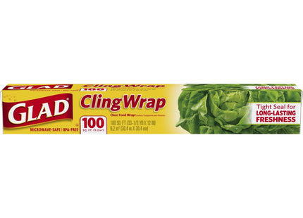 Glad Cling Clear Plastic Food Wrap 33.3 Yard x 12 Inch 100 sq ft Roll - Kitchen & Dining > Storage Film Foil Wraps