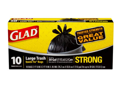 Glad Quick Tie Strong Large Trash Bags 30 Gallon Black 10 Ct (12 Pack) - Cans & Wastebaskets