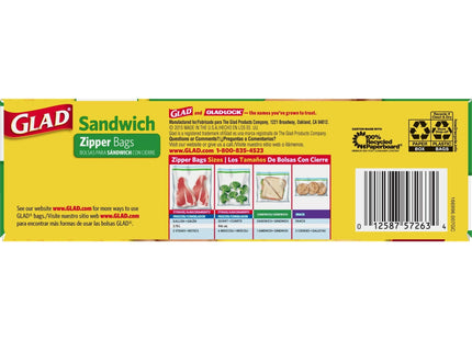 Glad Sandwich Zipper Food Storage Bags 6 5/8 X 8 Clear 50 ct (12 Pack) - Kitchen & Dining >