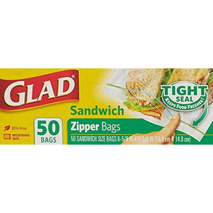 Glad Sandwich Zipper Food Storage Bags 6 5/8 X 8 Clear 50 ct (12 Pack) - Kitchen & Dining >