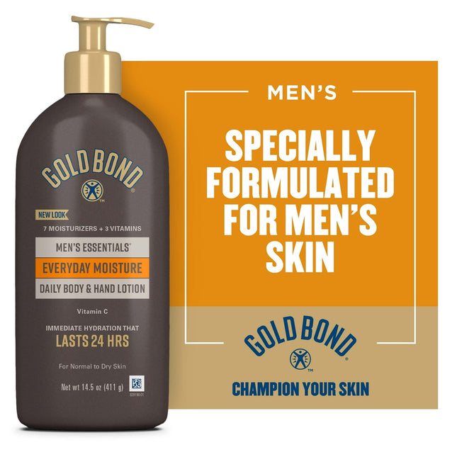 Gold Bond Men’s Essentials Hydrating Moisture Body-Hand Lotion 14.5oz (12 Pack) - Personal Care > Skin & Moisturizer