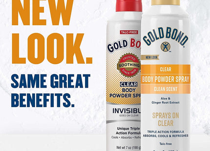 Gold Bond No Mess Invisible Clear Body Powder Spray Absorbs Sweat 7oz (3 Pack) - Personal Care > Skin Powders