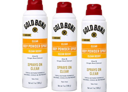Gold Bond No Mess Invisible Clear Body Powder Spray Absorbs Sweat 7oz (3 Pack) - Personal Care > Skin Powders