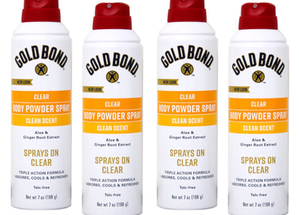 Gold Bond No Mess Invisible Clear Body Powder Spray Absorbs Sweat 7oz (4 Pack) - Personal Care > Skin Powders